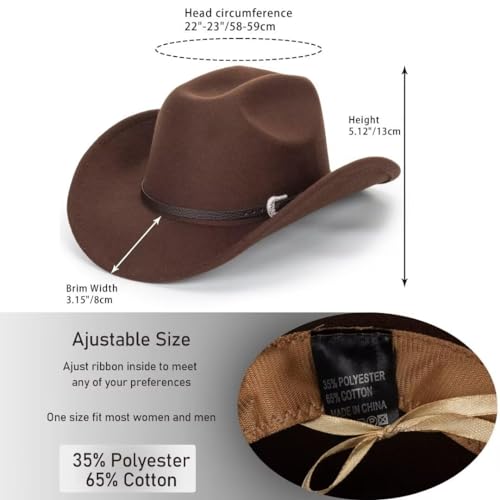 Image of Vintage Western Cowboy Hat for Men Outback Cowgirl Hat M /L
