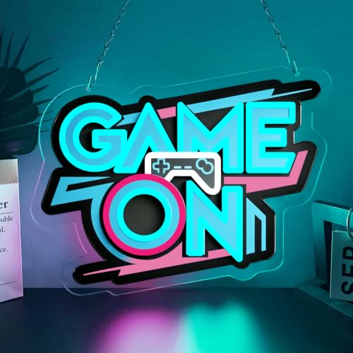 Game On Neon Sign, Game Controller LED Neon Light for Wall Decor, Gaming Neon Sign for Game Room, Man Cave, Bedroom, Esports Bar Wall Art, Gamer Birthday Gift by NESOHANG - Used condition - Image 2