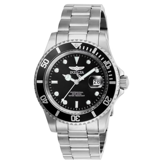 Invicta Relógio masculino de quartzo Pro Diver com pulseira de aço inoxidável, Preto, 40 mm, Clássico