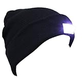 Comfortable Black Knit Beanie with Built-in Five-led Flashlight Provides Bright Light While Running, Camping, or Fishing At Night
