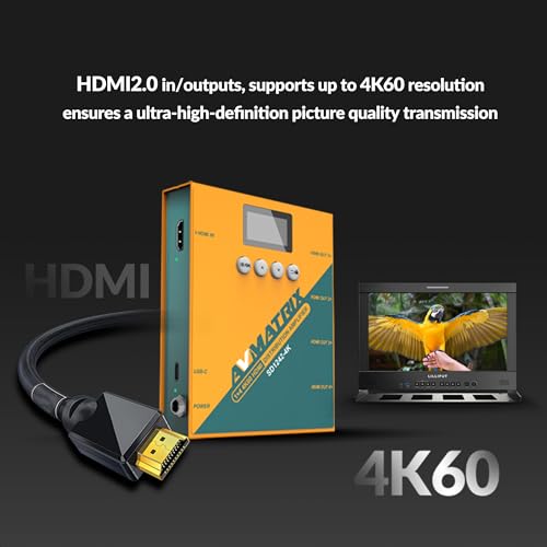 Image of Avmatrix SD1242-4K HDMI Splitter, 1 in 4 Out, HDMI 2.0 interfaces Support 4K@60Hz, RGB 4:4:4, USB & DC Dual Power Supply, EDID Management, Compatible for HDTV, PS4