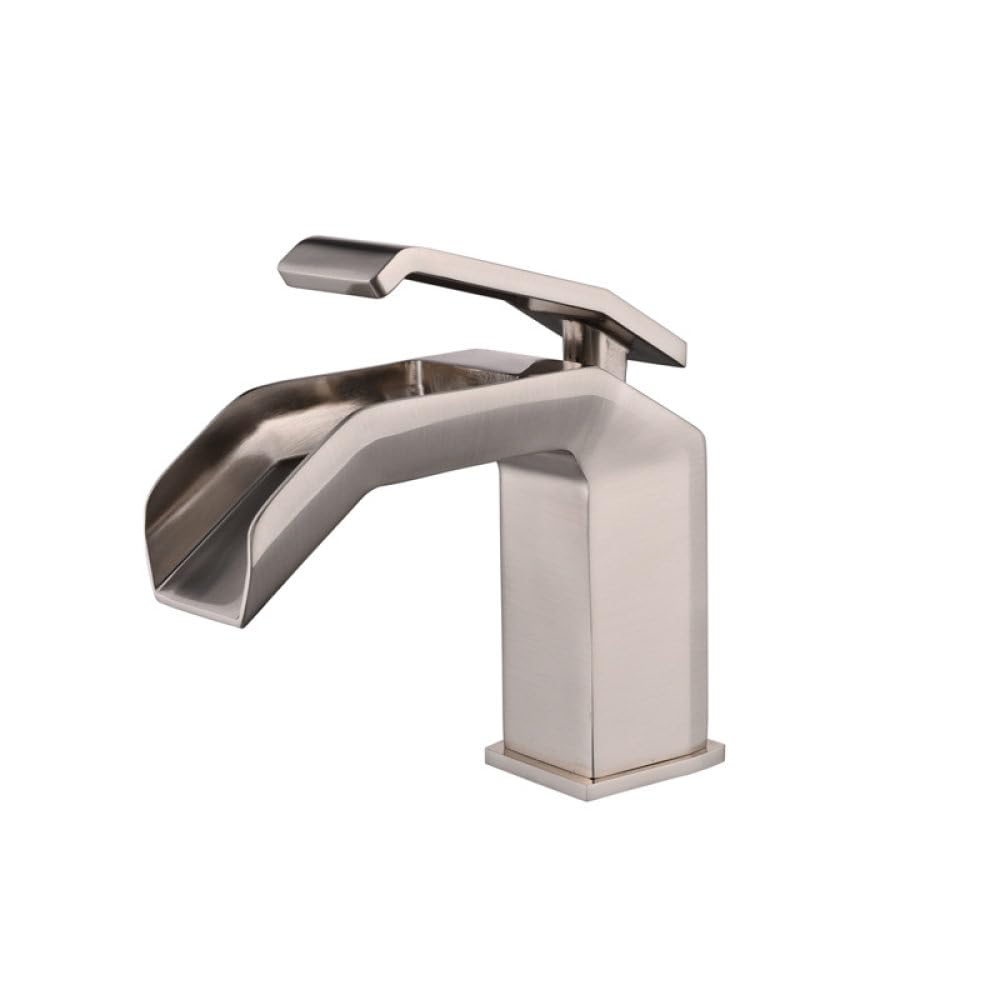 Waschtischarmaturen, Wasserfall, Badezimmer-Wasserhahn, Einhand-Waschtisch-Mischbatterie, Bad, antiker Wasserhahn, Messing, Waschbecken, Wasser, Silber, Nickel gebürstet