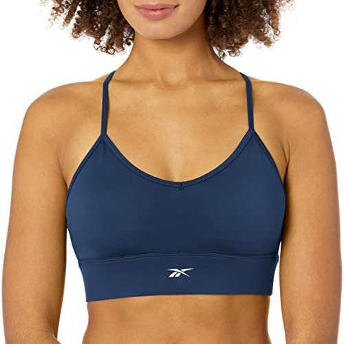Image of Reebok Women's Satin 91% PES /9% El-Interlock-Hydrophilic Finish /Print-Digital Sublimation-Disperse Classic Workout Sports Bra