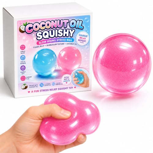 Coconut Oil Squishy Toy, Slow Rising Sensory Fidget Squeeze Toy for Adults, Cute Desktop Decor, Fun Office Home Gift（Pink）