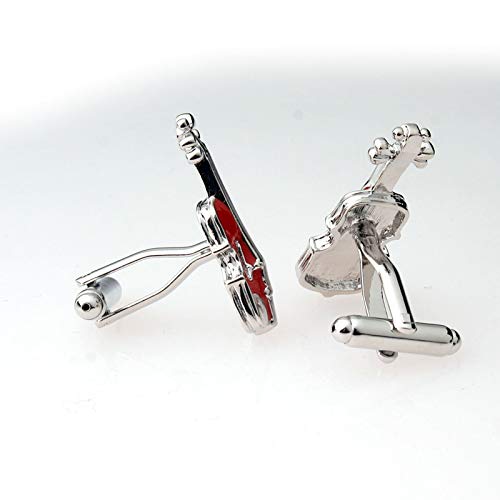 Mancuernillas Daesar de Hombre con Guitarra Plata y Rojo miniatura 3