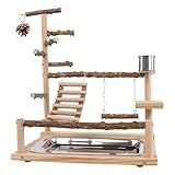 Matériau durable : l'aire de jeu pour perruches dispose d'un perchoir en bois naturel qui aide à rester assis plus longtemps, favorise un conditionnement optimal du bec tout en offrant un design agréable et texturé pour le bien-être de votre oiseau de compagnie. Idéal pour les activités quotidiennes.