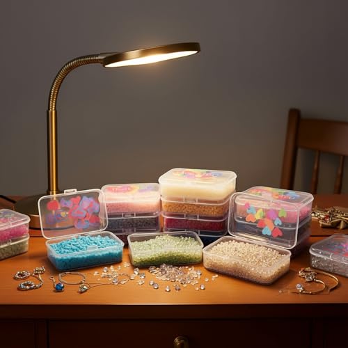 Image of Goodma Plastic Storage Boxes, Transparent, 12 Pieces | 3.3 x 2.2 x 1 inch, Thank You Image Pattern, Hinge Lids