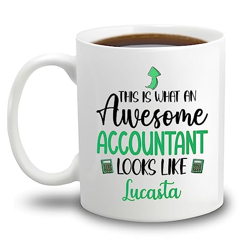 Personalized Name Awesome Accountant White Ceramic Mug 11 Oz 15 Oz, Custom This Is What An Awesome Accountant Looks Like Coffee Mug, Accounting Accountants Coffee Cup, Accountant Mug, Spreadsheet Cup