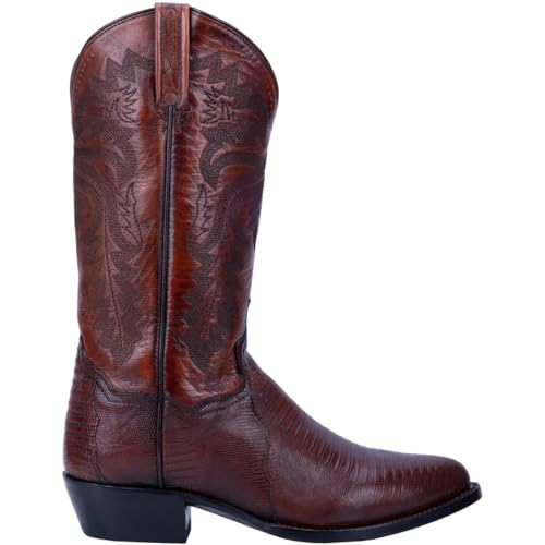 Image of Dan Post Mens Winston Lizard Embroidered Pull On Round Toe Dress Boots Mid Calf - Black