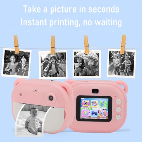 Câmera Instantânea, Câmera Infantil 1080P para (Rosa)