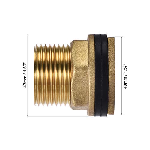 Conector pasamuros G3/4 hembra y G1 macho uxcell en latón para depósitos de agua 4