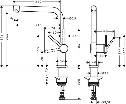 hansgrohe Talis M54 - Küchenarmatur, 1 Stahlart, Wasserhahn Küche mit Auslaufhöhe 270 mm, Mischbatterie Küche 360° schwenkbar, Chrom - Image 8