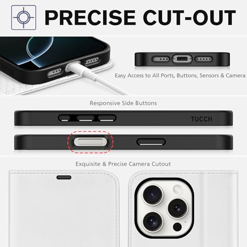 TUCCH Wallet Case for iPhone 16 Pro (6.3") 2024, 4 Card Slots, White by TUCCH - Used condition - Image 8
