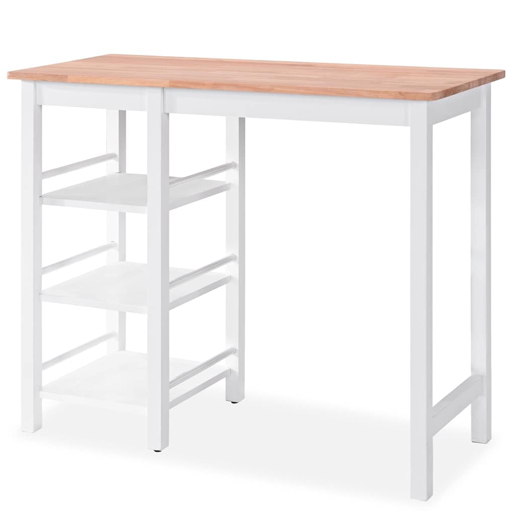 vidaXL Set Muebles Bar 3 Piezas Blanco Mobiliario Mesa Silla Alta Salón Cocina