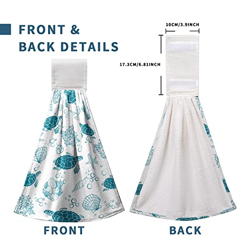 Lealeg Summer Turtle Hanging Towels, Ocean Animal Tie Towels, Sea Turtle Hanging Hand Towels Absorbent Portable Polyester Dish Towel Tortoise Tea Towels Set For Kitchen Bathroom Toilet Home 17X12 In #TOP5