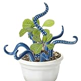 7pcs Octopus Tentacle Plant Stakes, Various Shapes Glow in The Dark Octopus Leg Stakes Evil Decorative Garden Stakes for Potted Plants Indoor Outdoor Decoration (Blue)