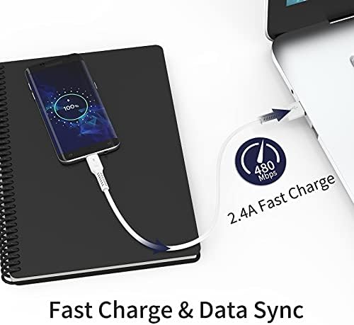 Short Micro USB Cable, PEAKLIFT 30cm 5Pack Fast Charging Cable 0.3m Micro USB Charger Lead Android Cable Compatible with Samsung Galaxy S7 S6 S5, Nexus, LG, PS4, HTC, Motorola, Kindle and More (White)