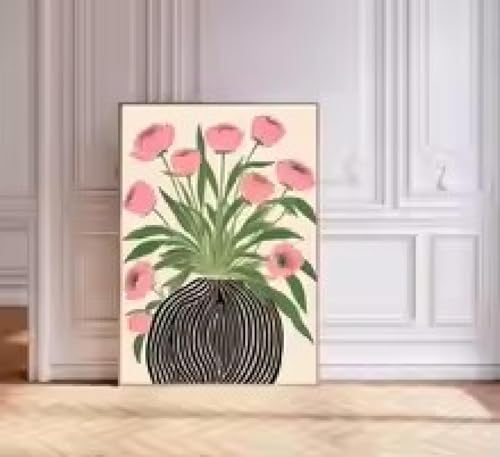 Tableau moderne fleurs pastel type Matisse décoration murale