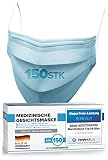 150x Masken Medizinisch VERGLEICHSSIEGER - MADE IN GERMANY - Medizinische Masken – TYP IIR Premium OP Masken Blau - Mundschutz medizinisch CE EN14683:2019 - OP Maske Mund Nasen Schutzmaske