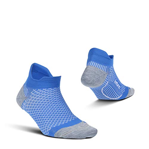 Feetures Plantar Fasciitis Cushion No Show Tab Sock (Large, True Blue)