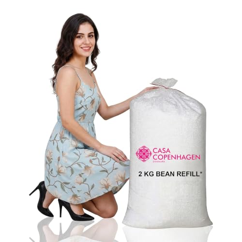 Image of Casa Copenhagen Premium Virgin Grade Thermocol Balls Refill for Pillows, Sofa, Bean Bags, Soft Toys & Beans for Bean Bag Refill 2 kg (White)