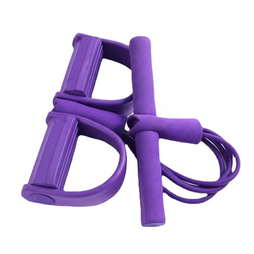 Image of RENRANRING Yoga Pedal Puller Resistance Band-4 Pull Reducer Tummy Training Foot Pedal Exercise Fitness Band, Body Building Stretching Band Men and Women (oll Purple)