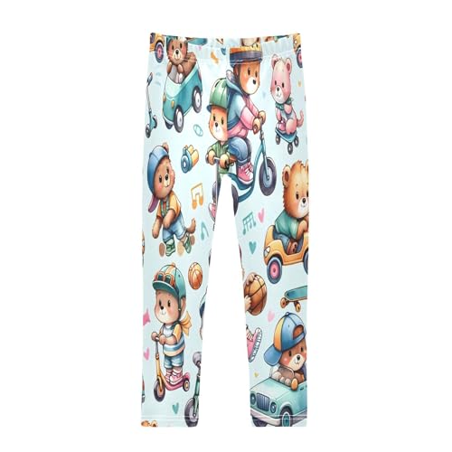 Bolaz Toddler Girls Leggings Printed Yoga Pants Leggings Cartoon Transportation Bear for Kids