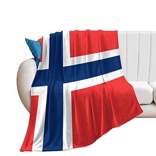 Decke mit Norwegen-Flagge, Norwegen-Überwurf, Plüsch, superweich, warm, Flanell, Decke für Couch, Bett, Sofa, Stuhl, Geschenk für Freunde, Familie, Lehrer, 127 x 153 cm