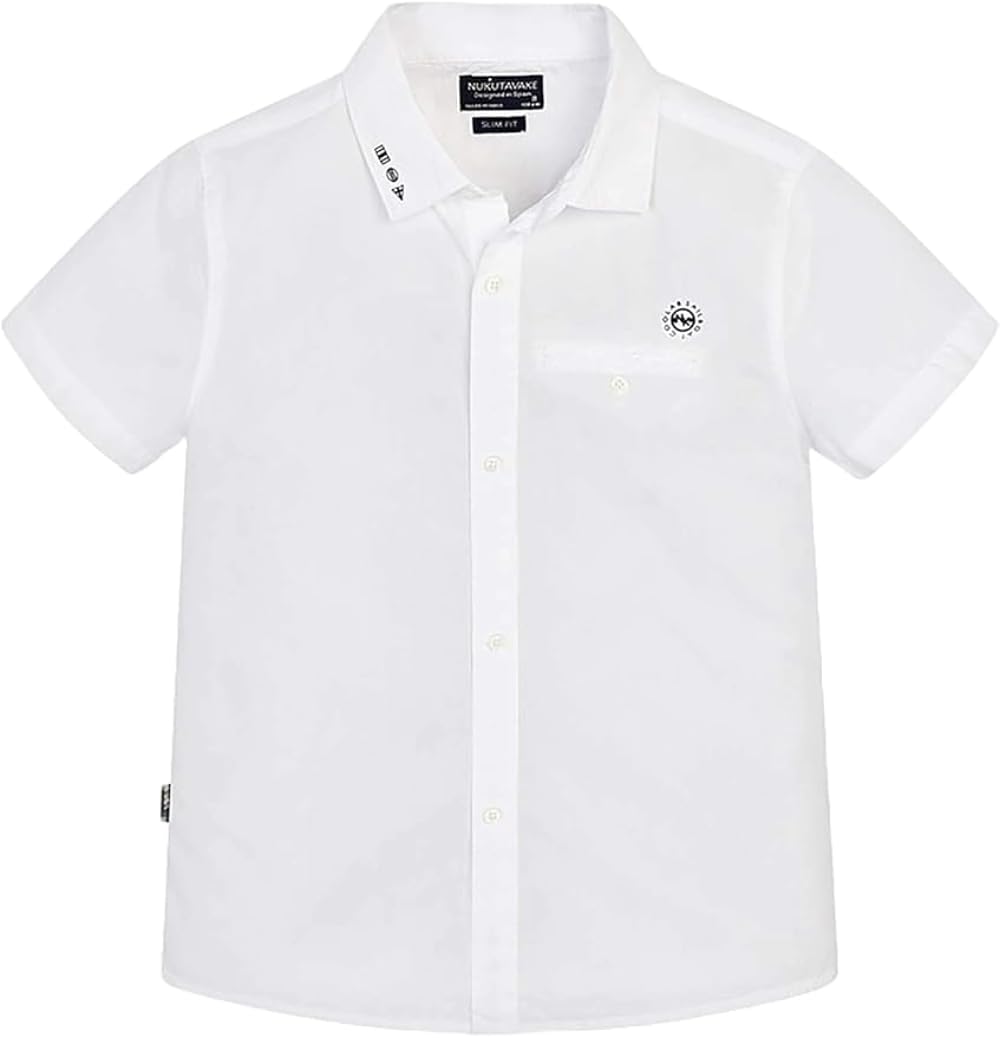 Camisa de niño algodón blanco, cuello clásico, Mayoral 6124