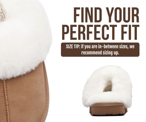 Image of Project Cloud Genuine Leather Slippers for Women with Genuine Fur Lining, Non-Slip Indoor /Outdoor Clog Mule Slippers, Memory Foam Insole