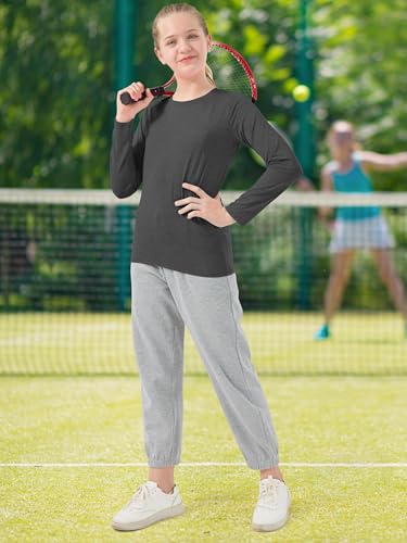 Meninas Camisa de Manga Longa Atlético Ativo Dry Fit Gola Redonda Camiseta Soft Activewear Camisas p