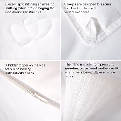 100% Mulberry Silk Filled Duvet Insert/Silk Comforter/Silk Blanket For All Seasons, From Luxury Bedding Brand Thecotton&Silk; Ultra Soft, Breathable, Naturally Body-Hugging (King Size) #TOP3