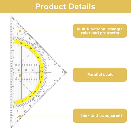 10 Stück Geometrie Dreieck, Geodreieck aus Kunststoff, Transparent Geodreieck Set, Zeichendreieck Winkelmesser, Geometriedreieck zum Kreise Zeichnen für Studenten Büro Designer Malerei