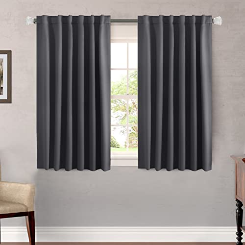 Image of H.VERSAILTEX Blackout Curtains Thermal Insulated Window Treatment Panels Room Darkening Blackout Drapes for Living Room Back Tab /Rod Pocket Bedroom Draperies, 52 x 45 Inch, Charcoal Gray, 2 Panels