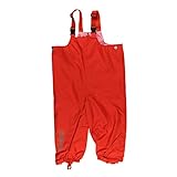 minymo regenhose 98 100% Wasserresistente und winddichte rote Unisex Baby Regen-Latzhose aus robustem Material und versiegelten Nähten, Für Außenaktivitäten an Regentagen, Waldspaziergänge und Schulweg
