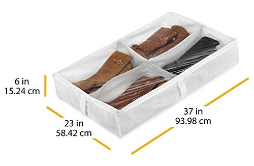 Whitmor Underbed Boot Bag, 4 Section, White #TOP2