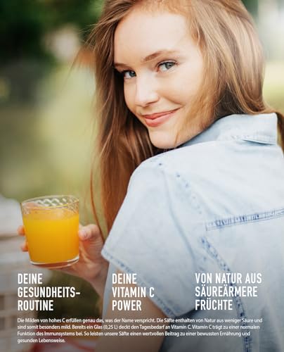 hohes C Milde Orange (3 x 0,2l), 100% Saft, Orangensaft, Vitamin C, ohne Zuckerzusatz laut Gesetz, weniger Säure, vegan