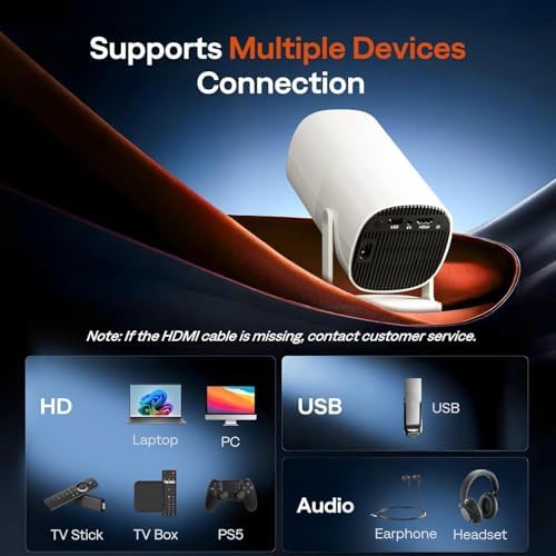 Boldever Mini Smart 1080P Projector with WiFi & Bluetooth - 5