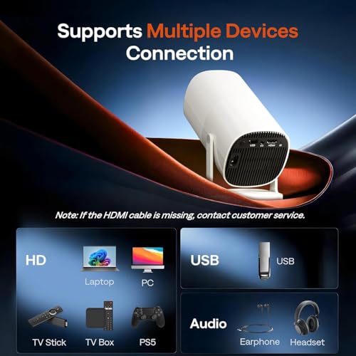 【Netflix Officially & 500 Ansi Lumens】Mini Projector With Wifi 6 And Bluetooth, Boldever Smart Auto Tof Focus & Keystone, Portable Projector With 270° Adjustable Stand, 4K Movie Projector For Bedroom - 8