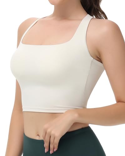 Image of romansong Strappy Yoga Sports Bras for Women Padded Criss-Cross Back Tank Tops