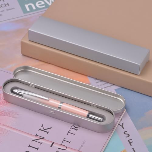 Image of Jinhao 10 Press Fountain Pen with Box, Gradient Peach Pink Retractable Extra Fine Nib with Ink Converter Set (Silver Clip)