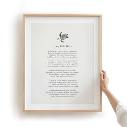 Custom Song Lyrics Poem Quote, Personalized Inspirational Sea Turtle Art