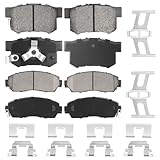 Front Ceramic & Rear Semi-Metallic Brake Pads Set for Honda...