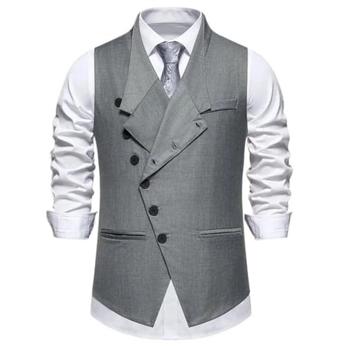 Men’S Formal Waistcoat With Oblique Buttons Single Breasted Slim Fit Sleeveless Vest For Wedding Party2