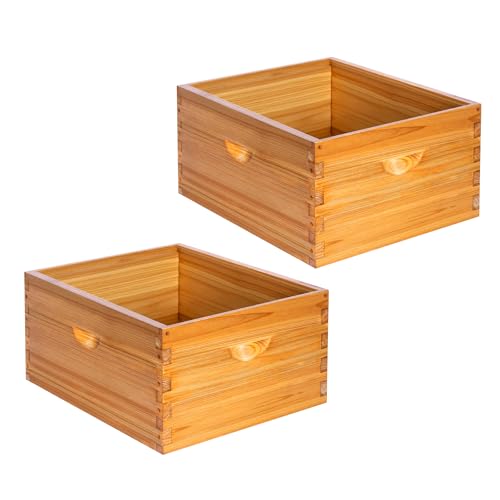 Honey Lake 2 Pack 10-Frame Langstroth Deep Brood Beehive Boxes Beeswax Dipped - Without Frames and Foundations (Unassembled)