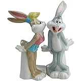 Westland Giftware Lola Bunny Kissing Bugs Bunny Magnetic Ceramic Salt and Pepper Set, 4.5-Inch