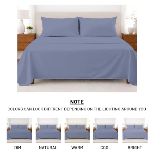 Image of SGI bedding 100% Egyptian Cotton Sheets Full XL Size - Premium Luxury Hotel Sheet Set, Cooling & Breathable, Ultra Soft, 15 inch Deep Pocket, 4 Piece Bedding Set, Mediterranean Blue