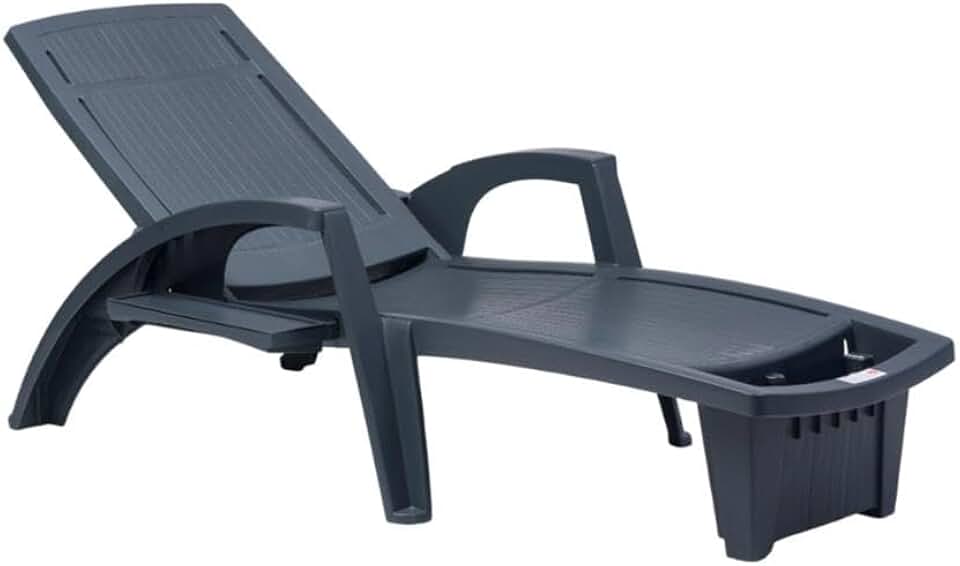 Espreguiçadeira Sole Reclinável Grafite em Polipropileno com Proteção Uv Pisani