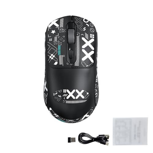 Domary Souris sans Fil Double Mode X8, Batterie Rechargeable de 500 MAh, Souris de Jeu avec 3 DPI Réglables, Conception Ergonomique pour PC Portable, ABS Noir (Noire)