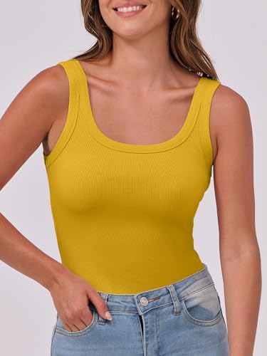 Image of ANRABESS Womens Sleeveless Scoop Neck Tank Top Ribbed Fitted Summer Basic Slim Cute Tops 2026